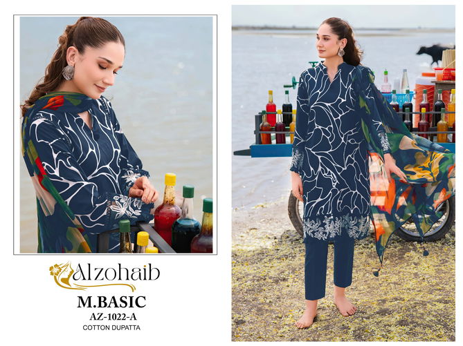 M Basic 1022 By Alzohaib Cotton Embroidery Pakistani Suits Wholesale Shop In Surat
